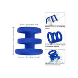California exotic silicone blue triple ring cock cage - peaches and screams