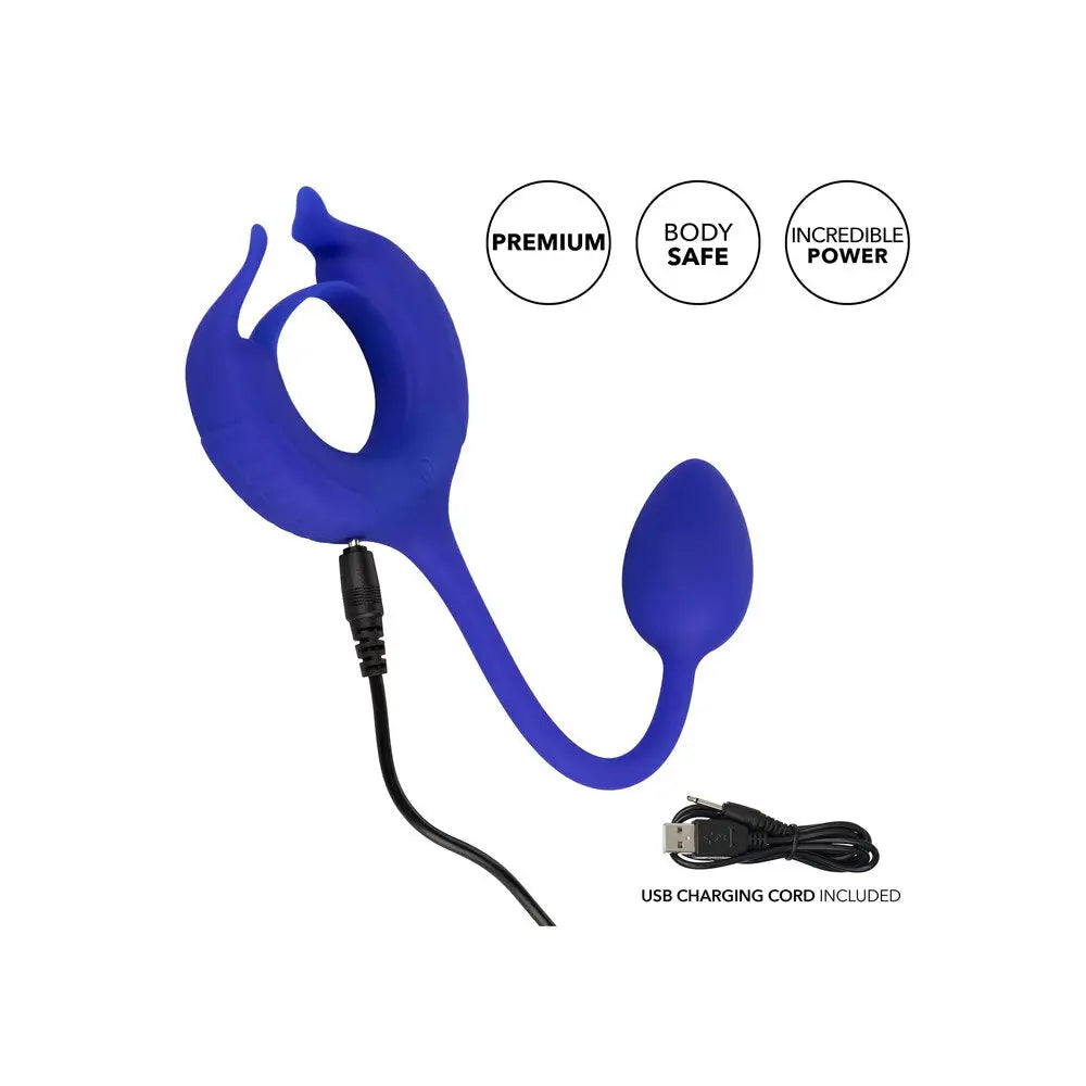 California exotic silicone blue weighted cock ring and egg - peaches and screams