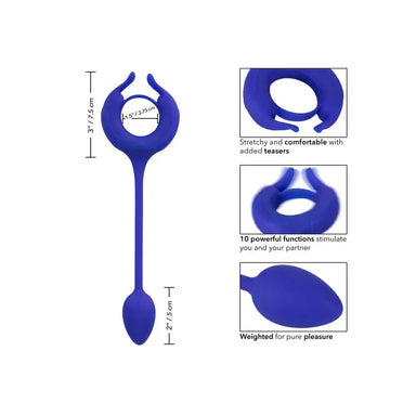 California Exotic Silicone Blue Weighted Cock Ring And Egg - Peaches and Screams