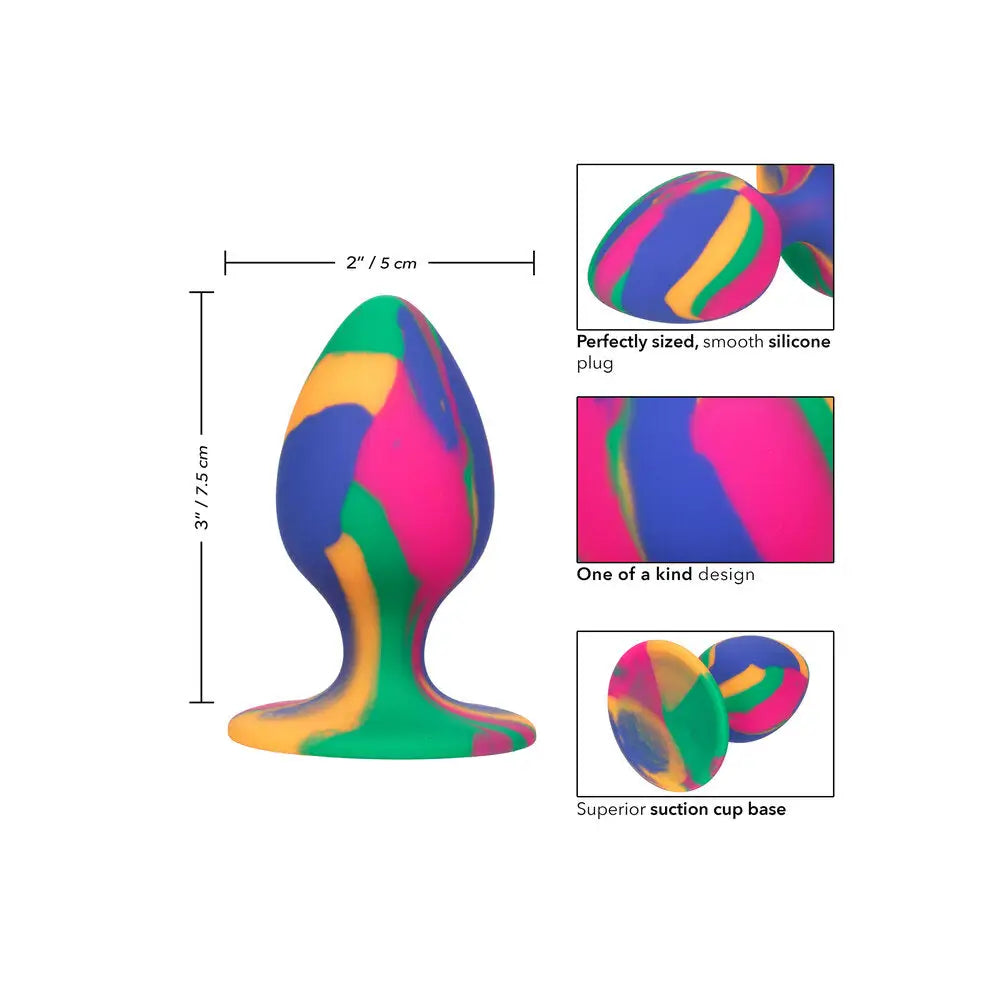 California exotic silicone medium 3 inch tie dye butt plug - peaches and screams