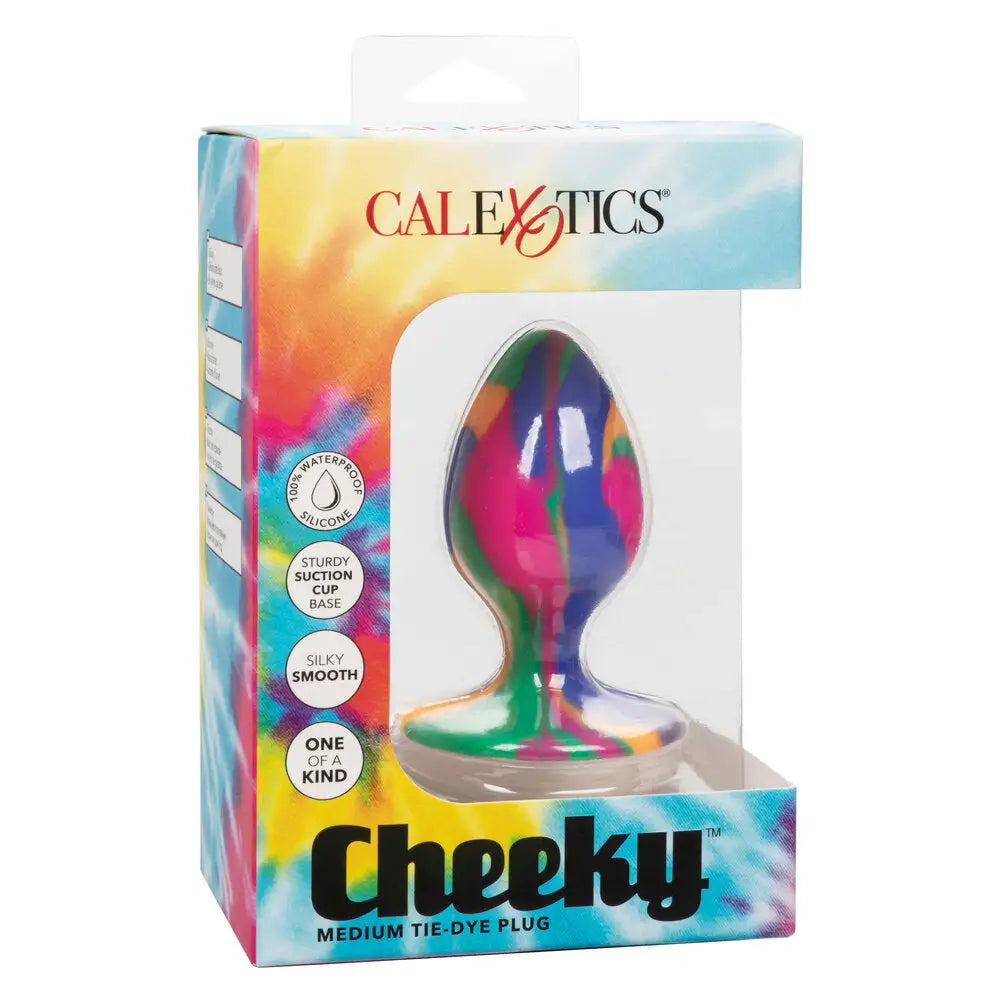 California exotic silicone medium 3 inch tie dye butt plug - peaches and screams