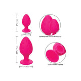 California exotic silicone pink butt plug suction cup set - peaches and screams
