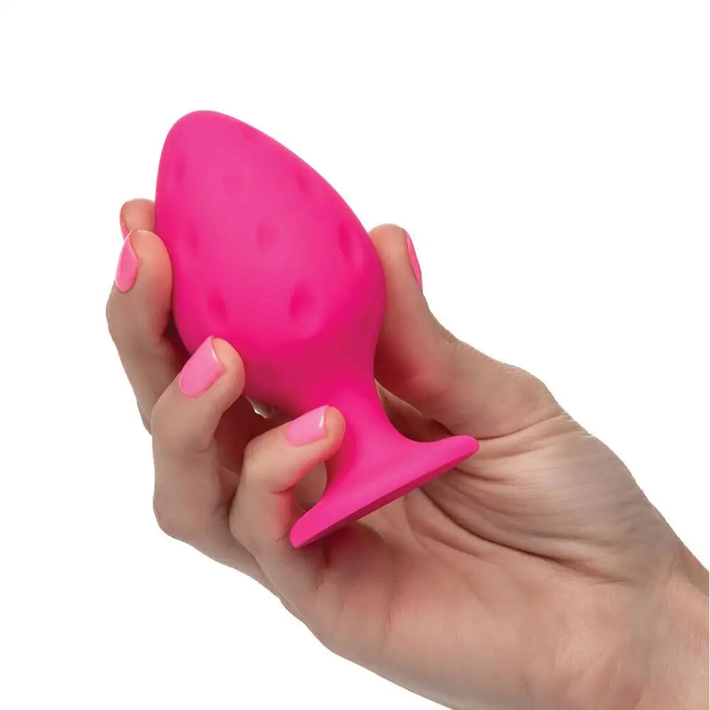 California exotic silicone pink butt plug suction cup set - peaches and screams