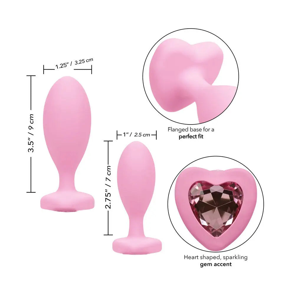 California exotic silicone pink crystal booty duo butt plugs - peaches and screams