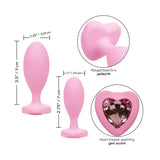 California exotic silicone pink crystal booty duo butt plugs - peaches and screams