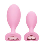 California exotic silicone pink crystal booty duo butt plugs - peaches and screams
