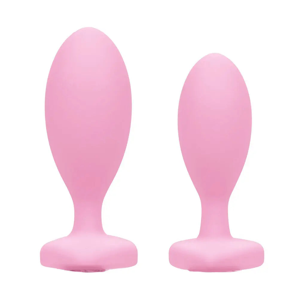 California exotic silicone pink crystal booty duo butt plugs - peaches and screams