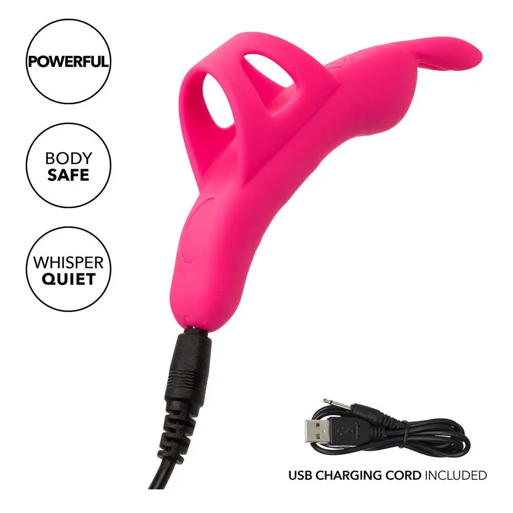 California exotic silicone pink rechargeable finger vibrator - peaches and screams
