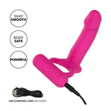 California exotic silicone pink rechargeable vibrating ring - peaches and screams