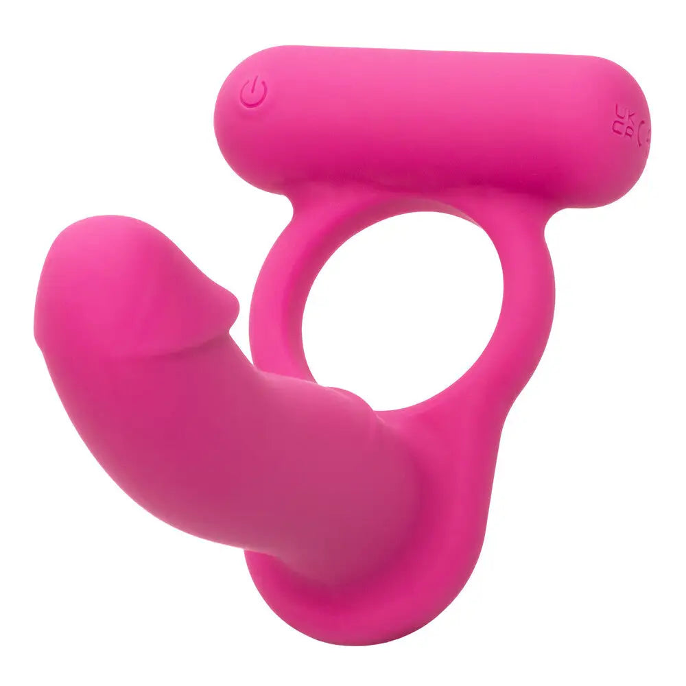 California exotic silicone pink rechargeable vibrating ring - peaches and screams