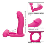 California exotic silicone pink rechargeable vibrating ring - peaches and screams