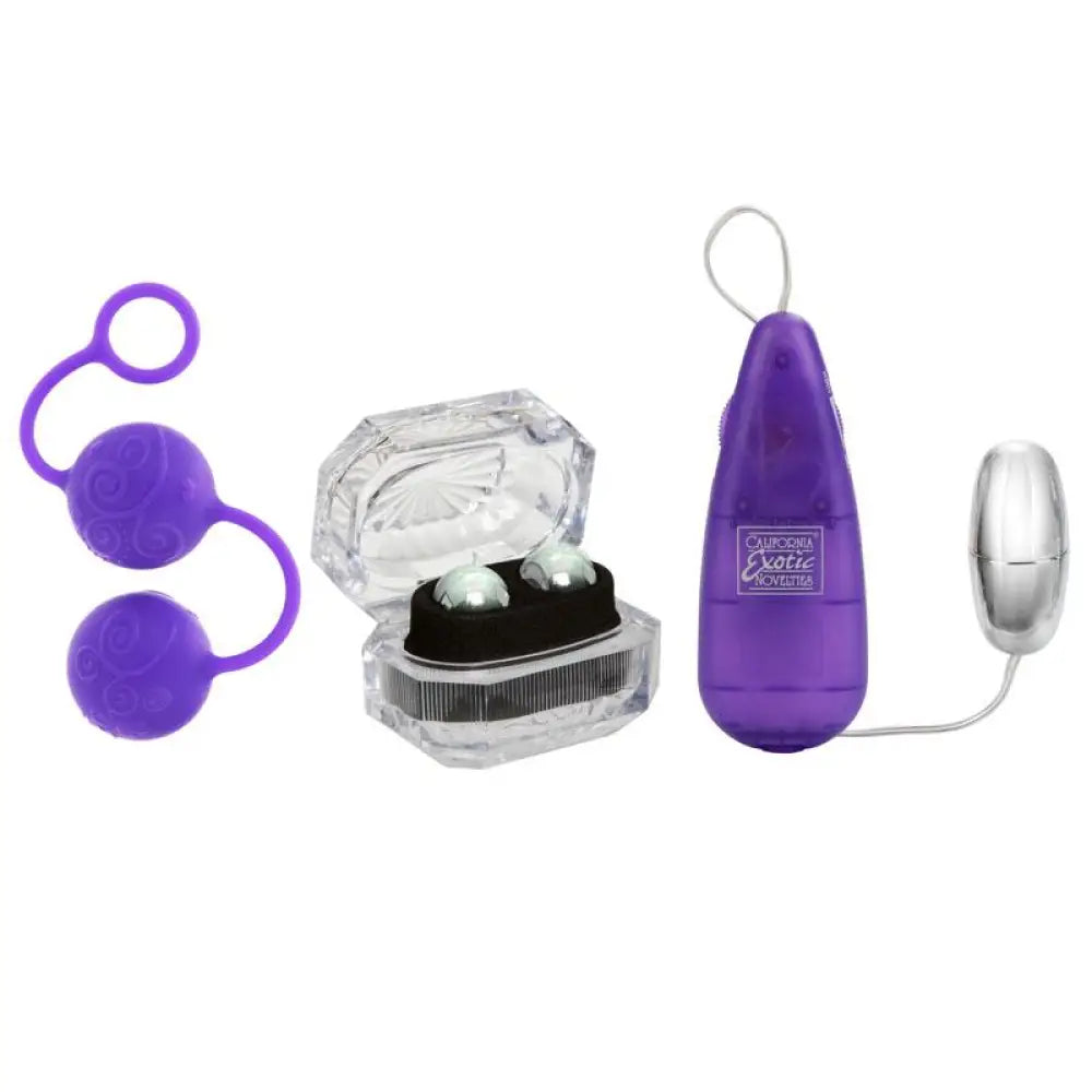 California exotic silicone purple female kegel training kit - peaches and screams