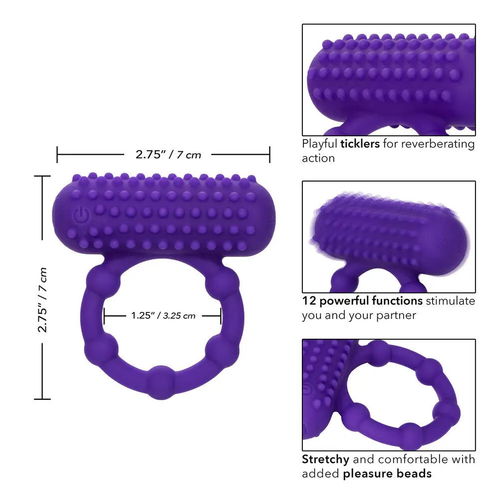 California exotic silicone purple rechargeable beaded ring - peaches and screams