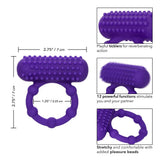 California exotic silicone purple rechargeable beaded ring - peaches and screams