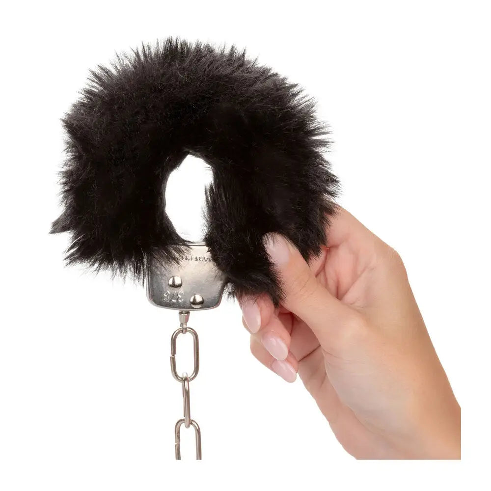 California exotic ultra fluffy furry metal cuffs with keys - peaches and screams