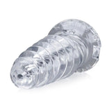 Clear oxballs screwd 7 inch squishy jackoff sheath - peaches and screams