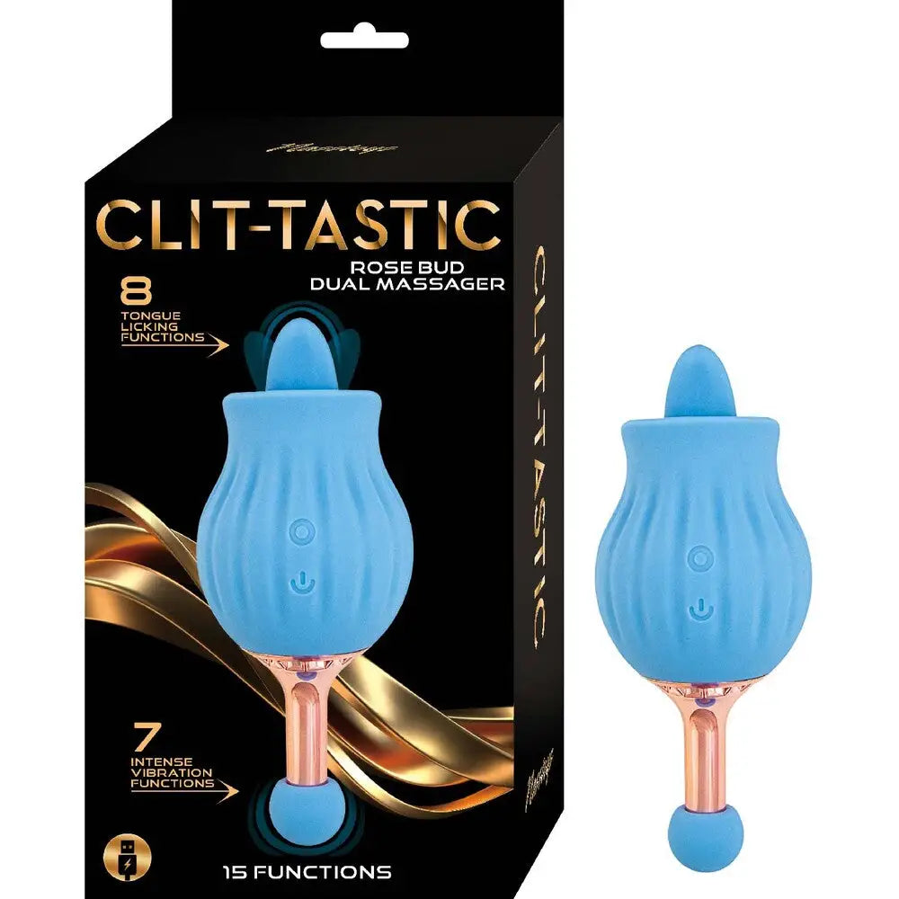 Red Clittastic Rose Bud Dual Rechargeable Massager - Peaches and Screams