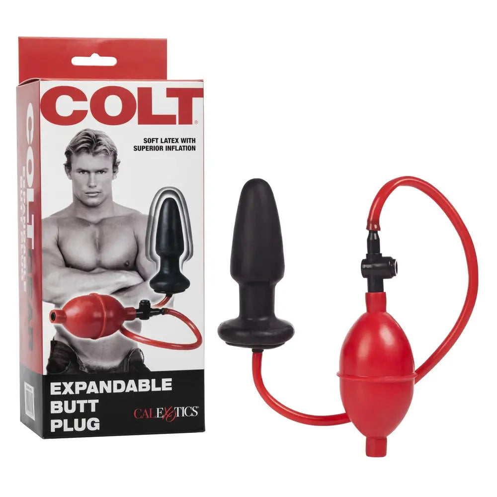 Colt black medium inflatable butt plug 4 inch expansion toy - peaches and screams