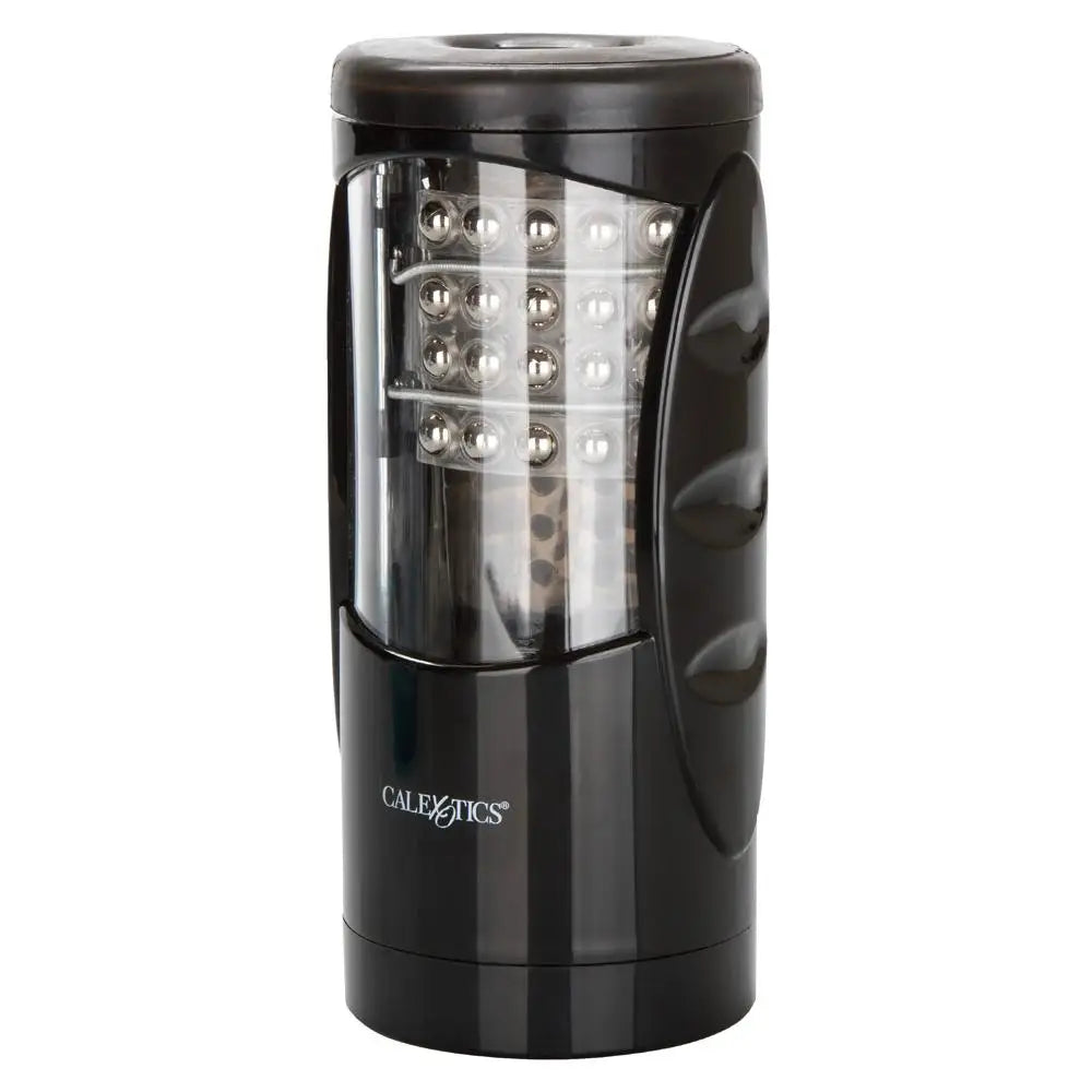Colt black power stroker 8 inch vibrating male masturbator - peaches and screams
