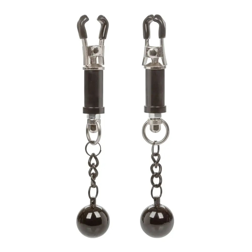 Colt metal black weighted twist nipple clamps 5 inch - peaches and screams