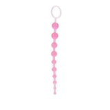 Colt pink bendable jelly anal beads with finger loop 13 inch - peaches and screams