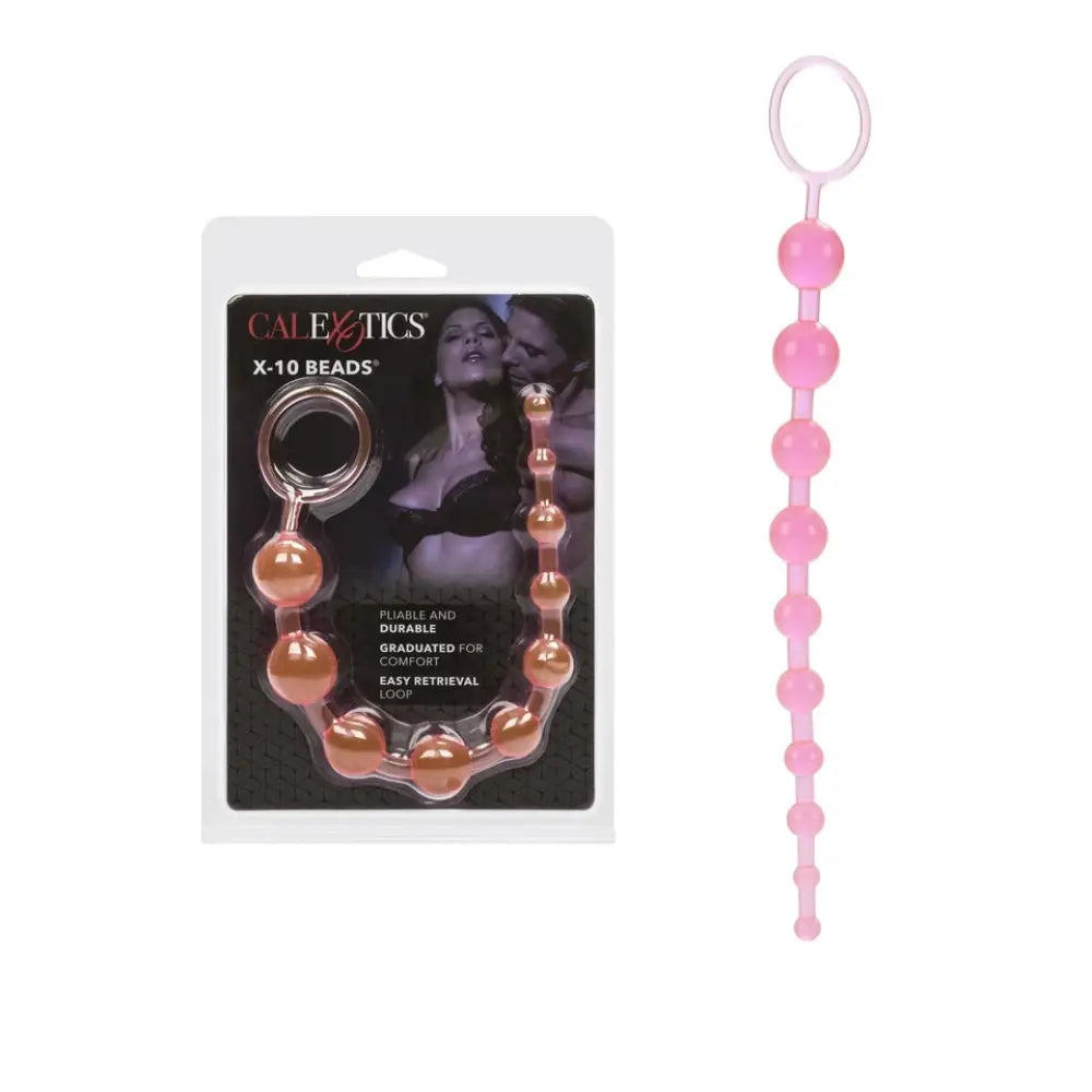 Colt pink bendable jelly anal beads with finger loop 13 inch - peaches and screams