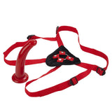 Colt red large 7 inch strap on dildo with adjustable harness - peaches and screams