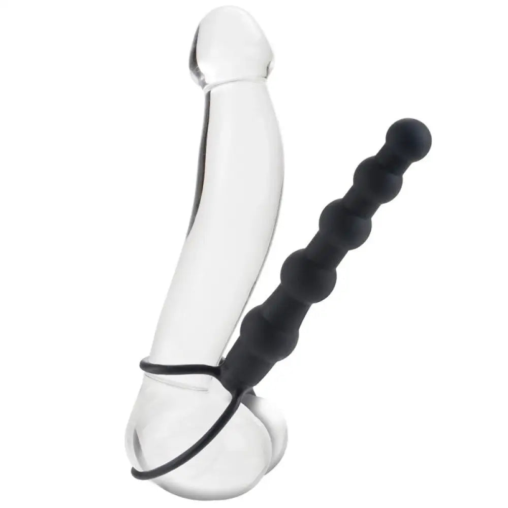 Colt silicone black bendable strap on dildo and anal beads - peaches and screams