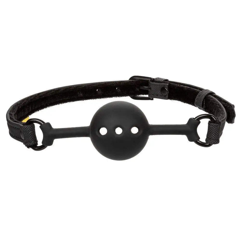 Colt silicone black breathable bondage ball gag with buckle - peaches and screams
