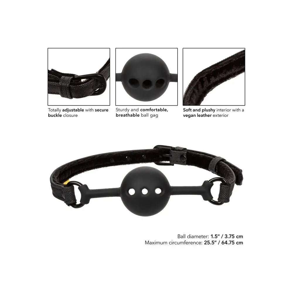 Colt silicone black breathable bondage ball gag with buckle - peaches and screams