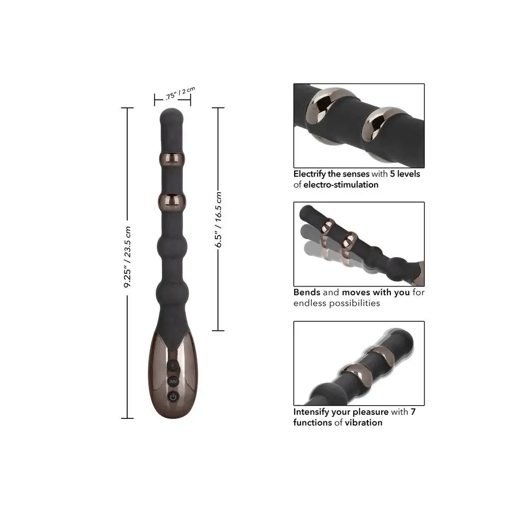 Colt silicone black estim beaded rechargeable massager - peaches and screams