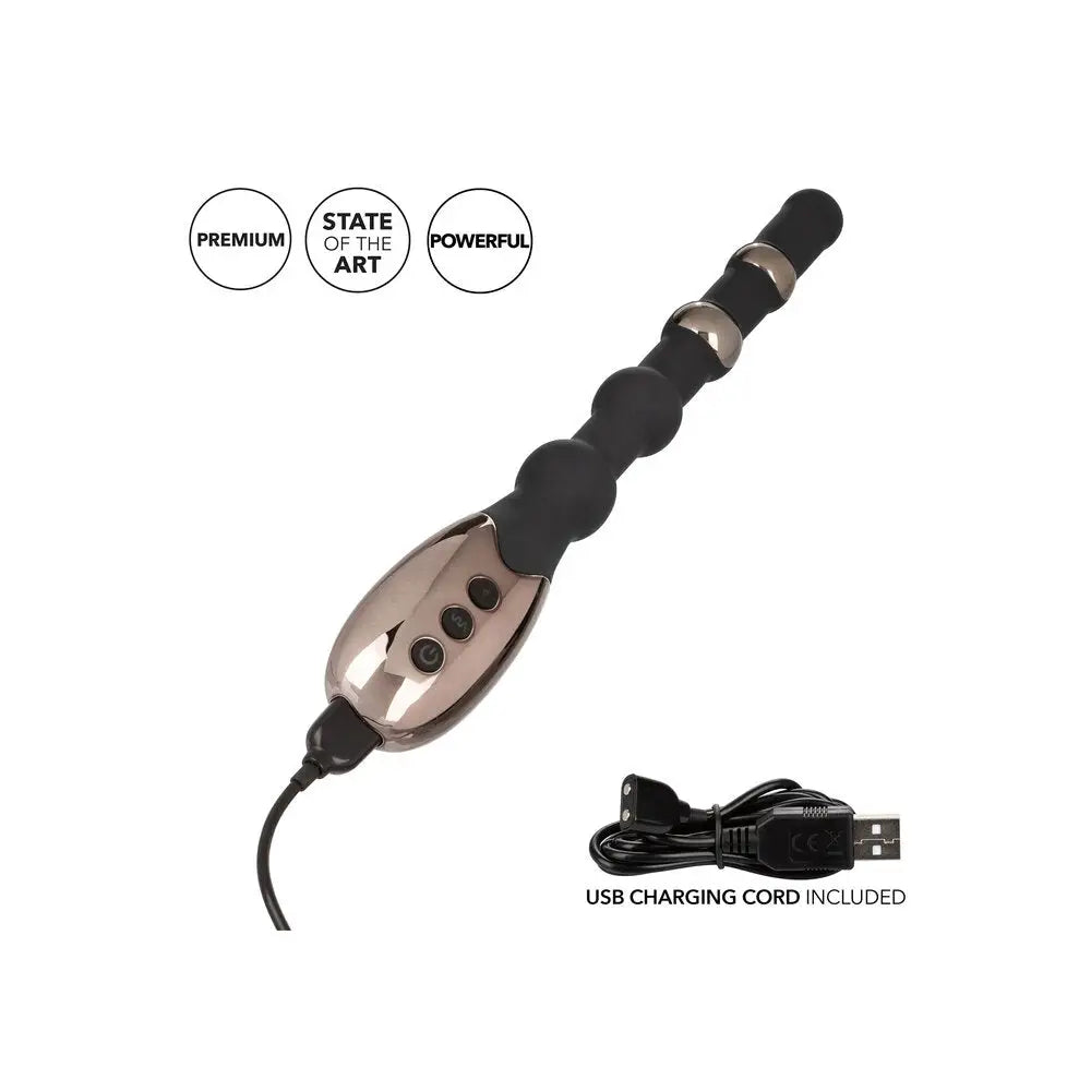 Colt silicone black estim beaded rechargeable massager - peaches and screams