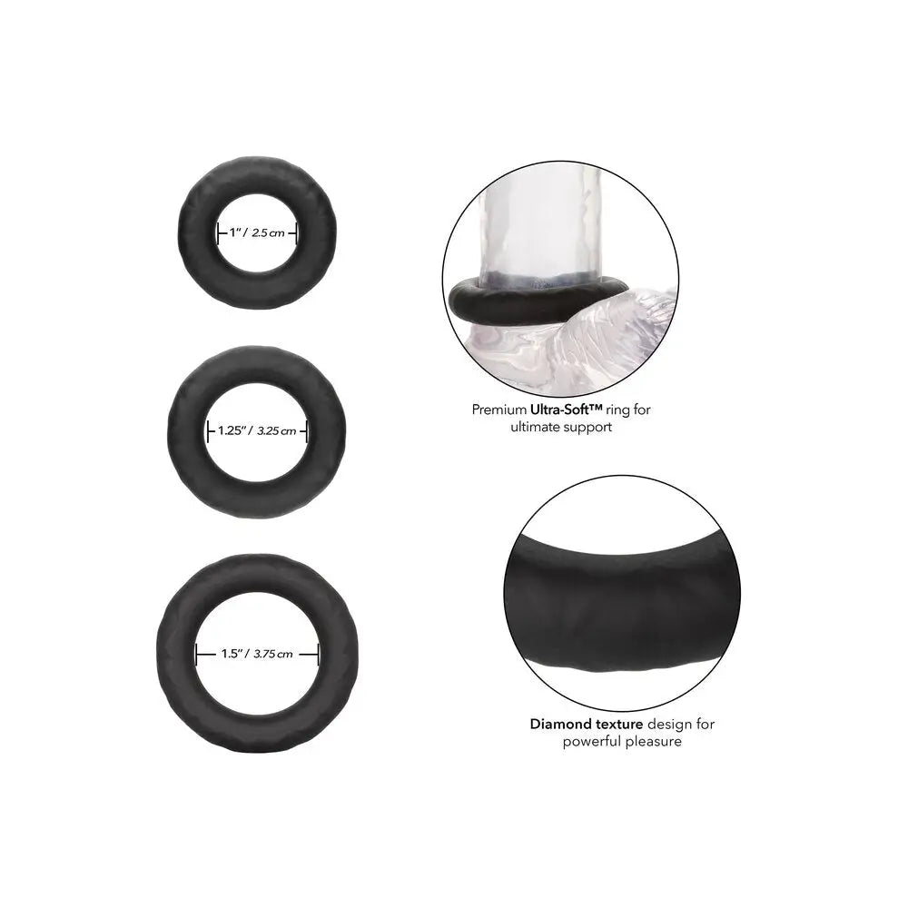 Colt silicone black stretchy ultra soft cock ring 3 pack - peaches and screams
