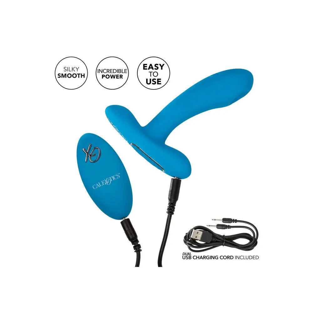 Colt silicone blue rechargeable mini vibrator with remote - peaches and screams
