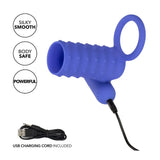 Colt silicone blue rechargeable vibrating penis sleeve cock ring - peaches and screams