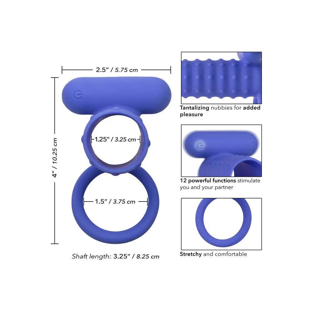 Colt silicone blue rechargeable vibrating penis sleeve cock ring - peaches and screams