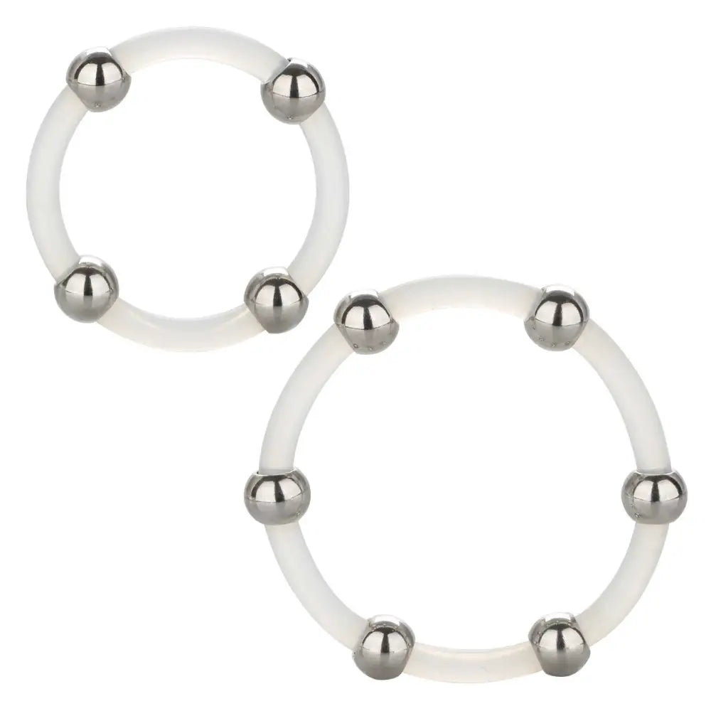 Colt silicone clear steel beaded stretchy cock ring set - peaches and screams