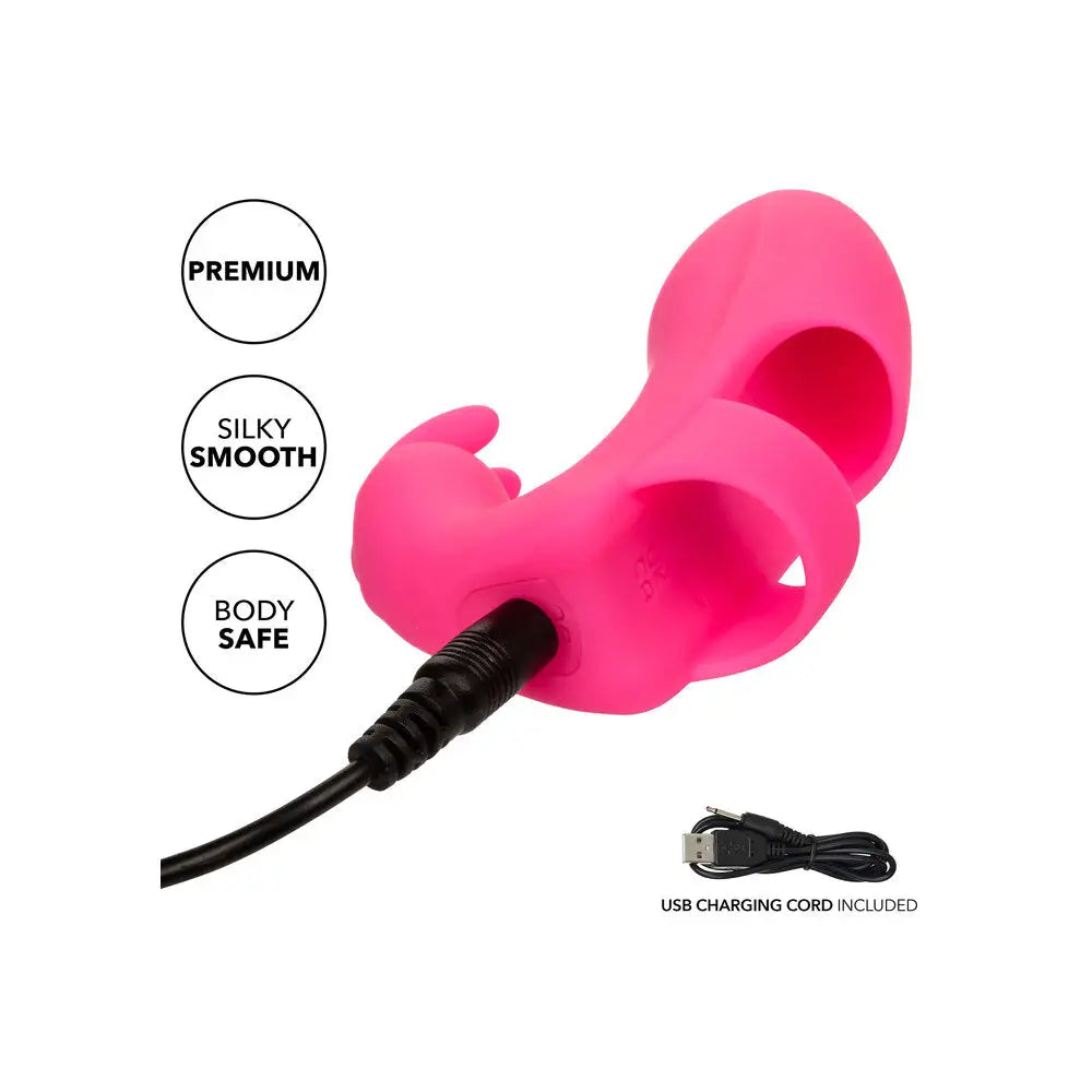 Colt silicone pink rechargeable rabbit finger vibrator - peaches and screams