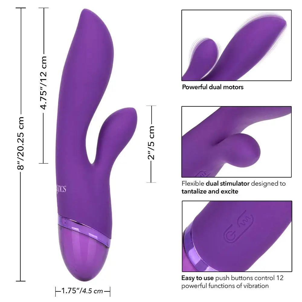 Colt silicone purple rechargeable rabbit vibrator 8 inch - peaches and screams