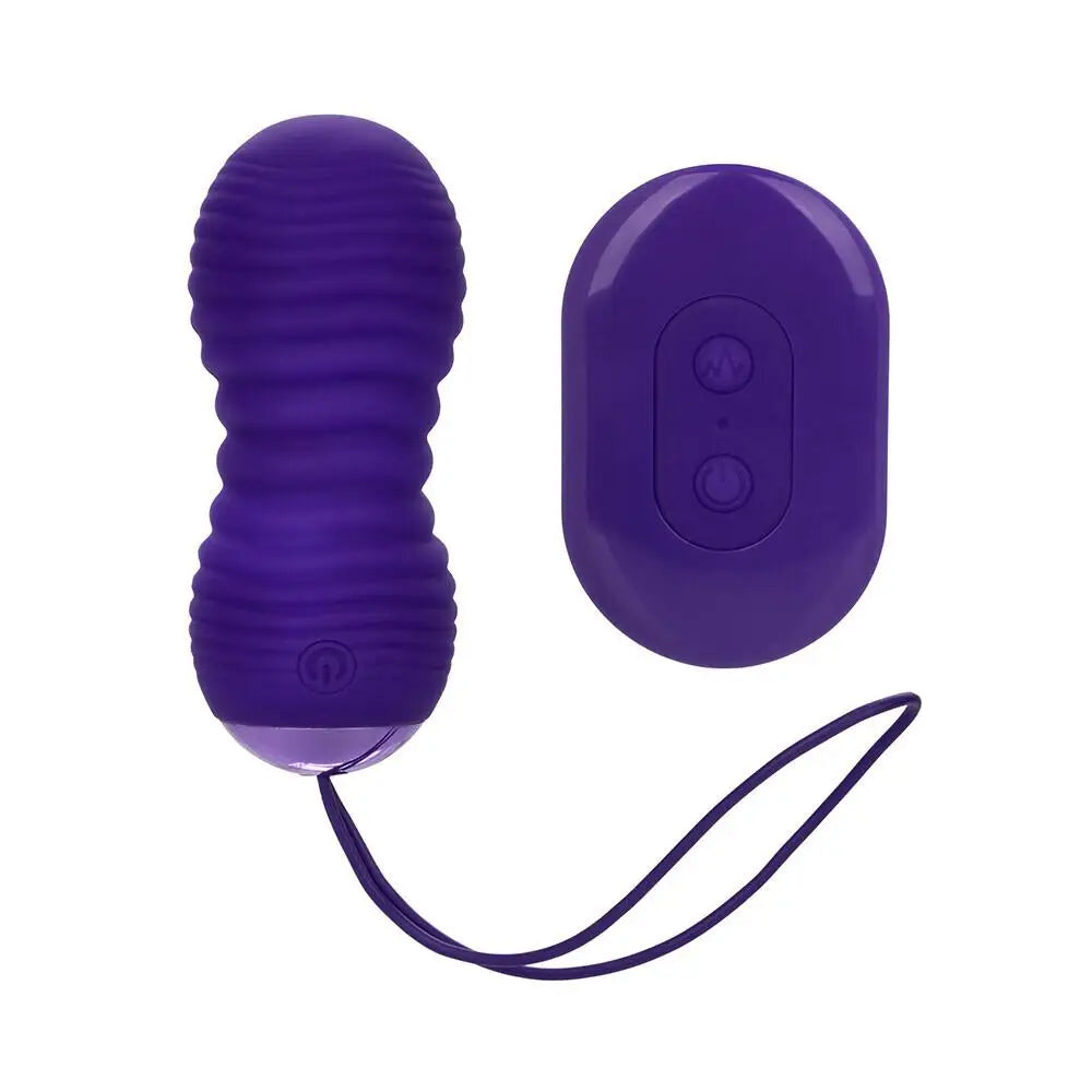 Colt silicone purple rechargeable ribbed bullet with remote - peaches and screams