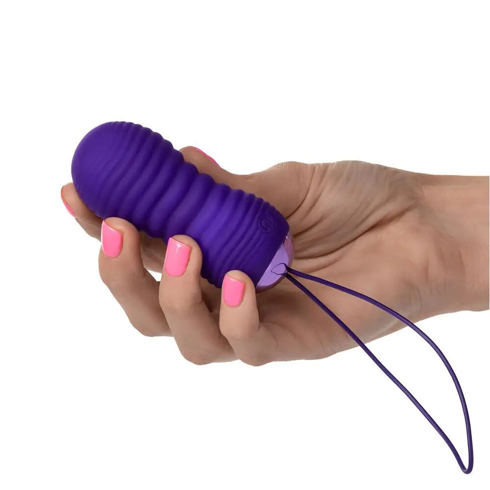 Colt silicone purple rechargeable ribbed bullet with remote - peaches and screams