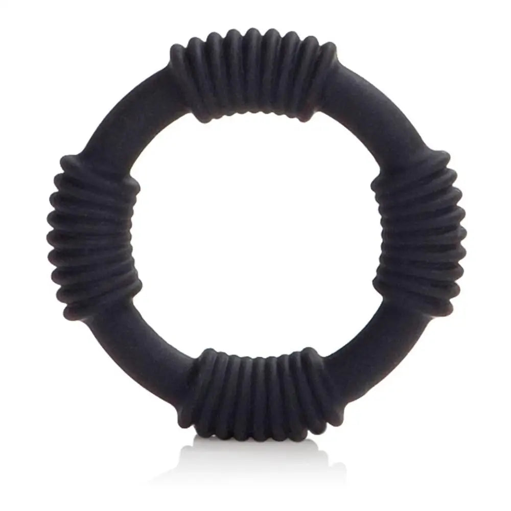 Colt silicone stretchy black cock ring with ridges - peaches and screams