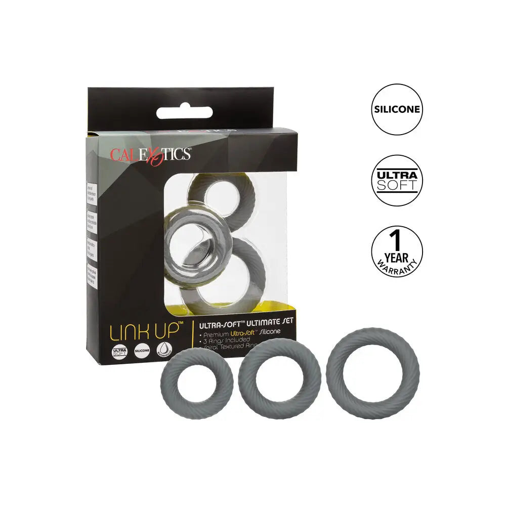 Colt ultra soft silicone stretchy grey cock ring set - peaches and screams