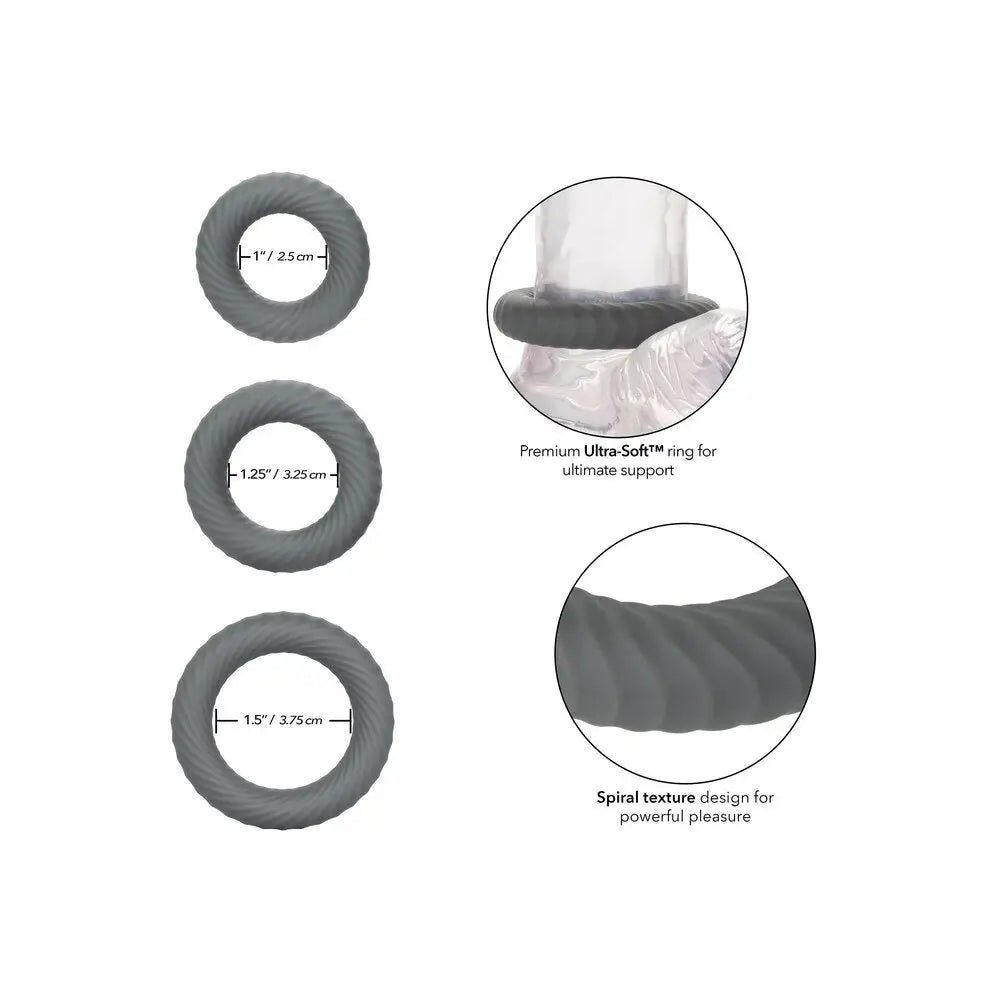 Colt ultra soft silicone stretchy grey cock ring set - peaches and screams