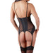 Cottelli Black Basque Suspender And G-string Thong Set - Large Peaches Screams