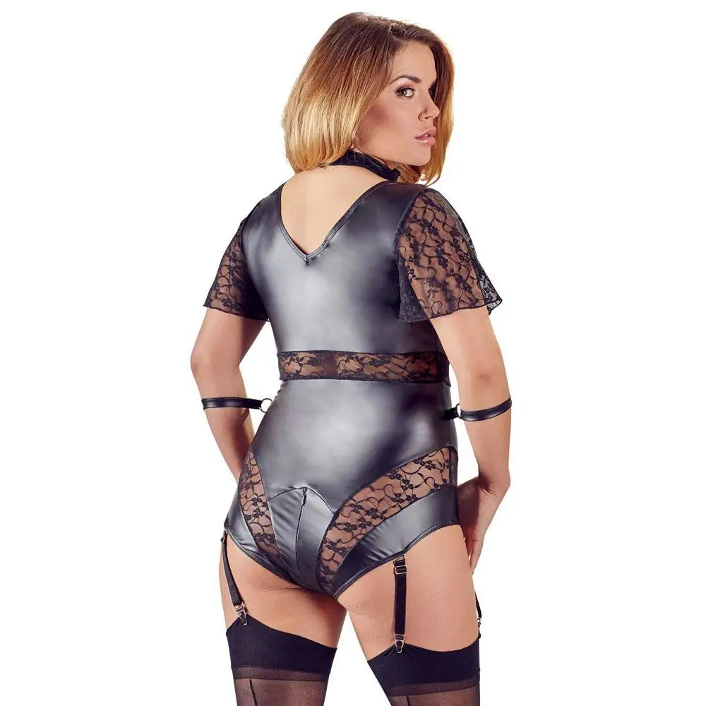 Cottelli Black Plus Size Bondage Bodysuit With Adjustable Straps - XXL - Peaches and Screams