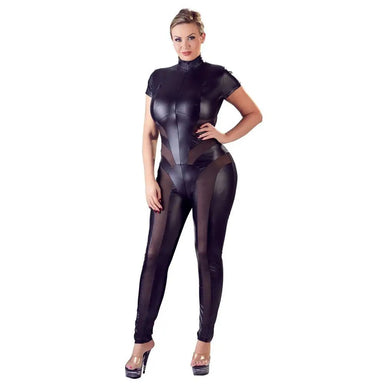 Cottelli Black Sexy Plus Size Jumpsuit With Net For Her - Large Peaches and Screams