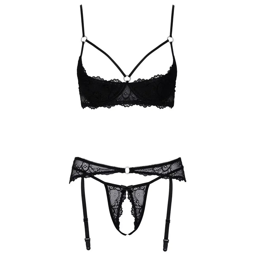 Cottelli collection cupless and crotchless set in lace - 80b/m - peaches and screams