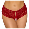 Cottelli collection wet look floral crotchless briefs - medium - peaches and screams