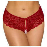 Cottelli collection wet look floral crotchless briefs - medium - peaches and screams